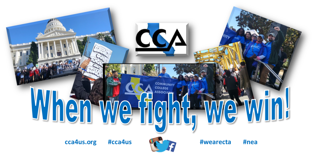 Images of the 2024 March in March Student protest with CCA members supporting them.